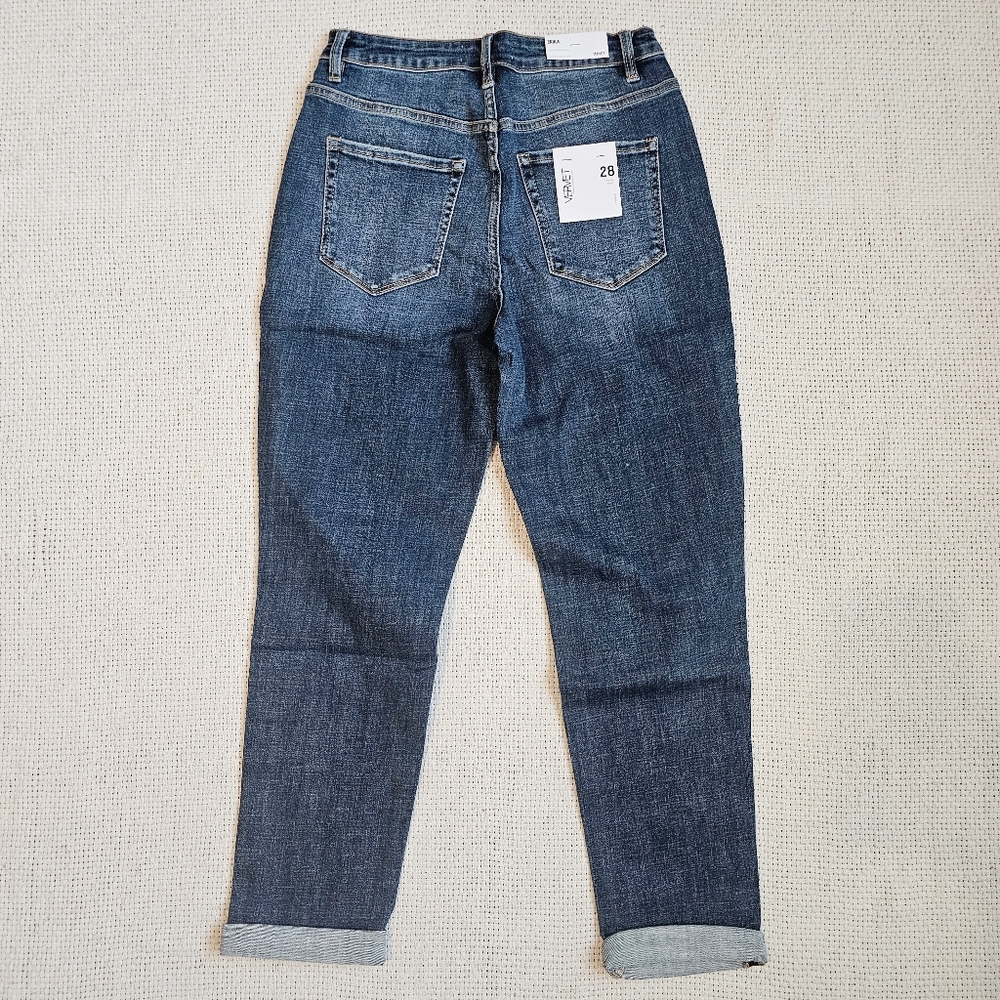 Vervet Distressed Erika Stretch Mom Relaxed Dark Wash Jeans Size 28 - Picture 6 of 16